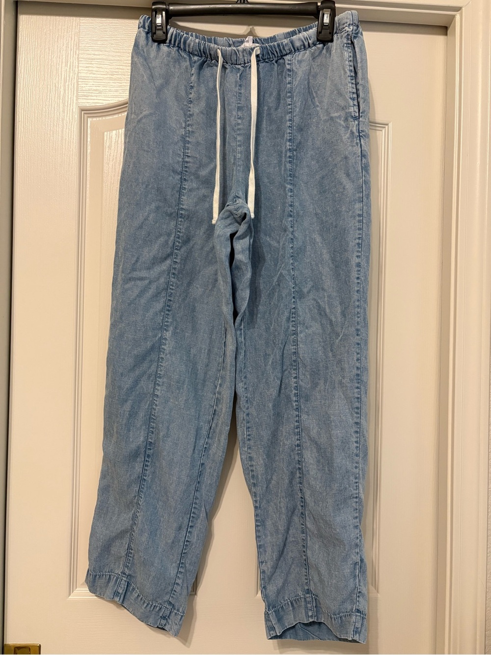 Jane and Delancey Light Wash Denim-Look Wide Leg Pull-On Pants